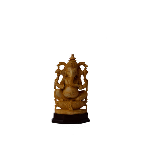 12 inch Wooden Ganesh white cedar wood 