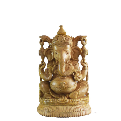 14 INCH WHTIE WOOD GANESH { 14 INCH HEIGHT X 7 INCH WIDTH X 5 INCH DEPTH}