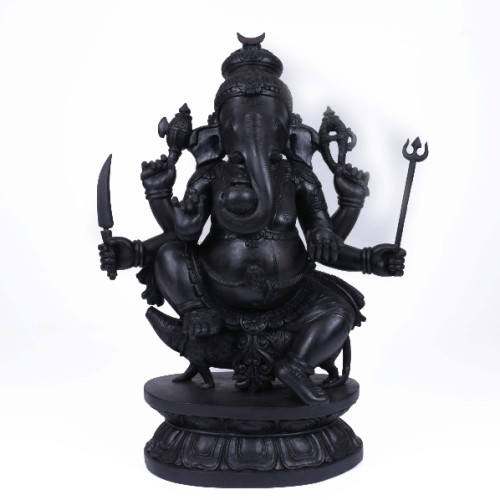 24 inch Rose wood Ganesh statue with six hands 