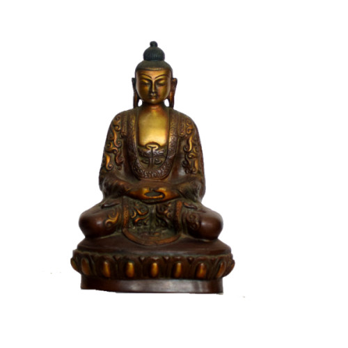 Brass Buddha 8 inch height X 7 inch Width X 4 inch depth 