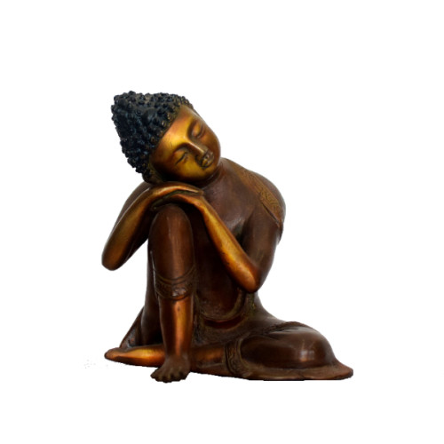 Brass Buddha 8 inch height X 7 inch Width X depth 7 inch 