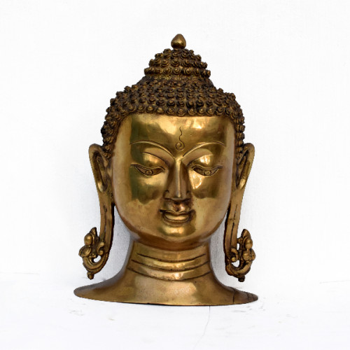 Brass Buddha Head 11 inch X 8 inch X 4.5 inch 
