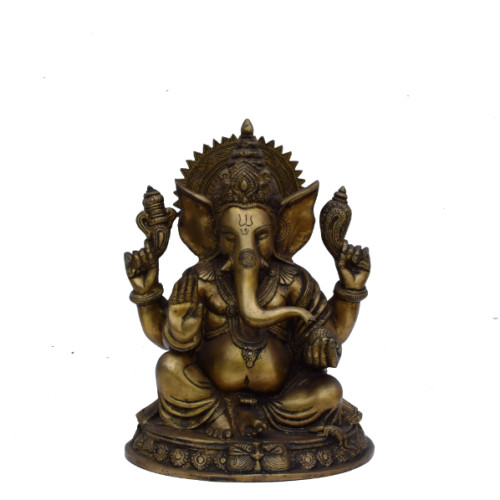 Brass Ganesh 12 inch ( height) X 9 inch (width) X 7 inch Depth 
