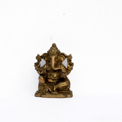 BRASS GANESH 6 INCH X 4.5 INCH X 3.75 INCH 