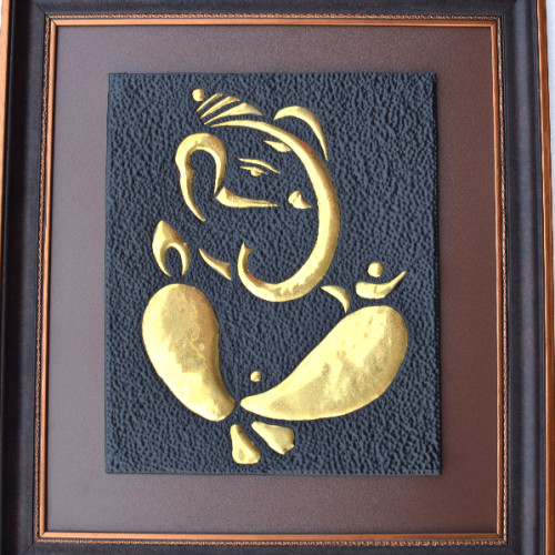 Brass impose Ganesh  (10 inc X 12 inch)  with Frame (18 inch x 17 inch)