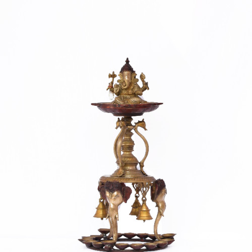 BRASS LAMP WITH GANESH 