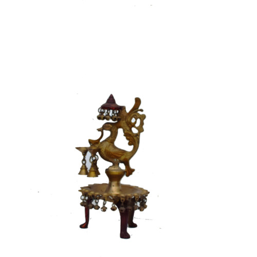Brass Lamp with peacock 13.5 inch ( height) X 5 inch (width) 