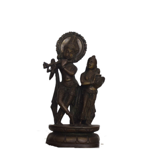 Brass Radha Krishna 10 inch Height X 5.5 inch width X 2.25 inch Depth 