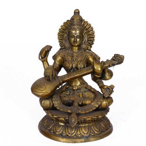Brass Sarswathi  9 inch