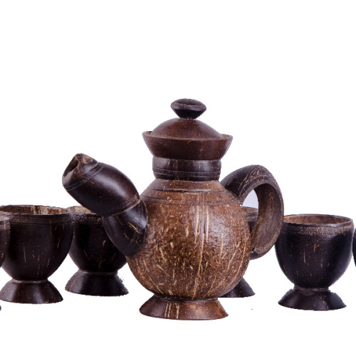 Coconut Jug and 6 Glasses 