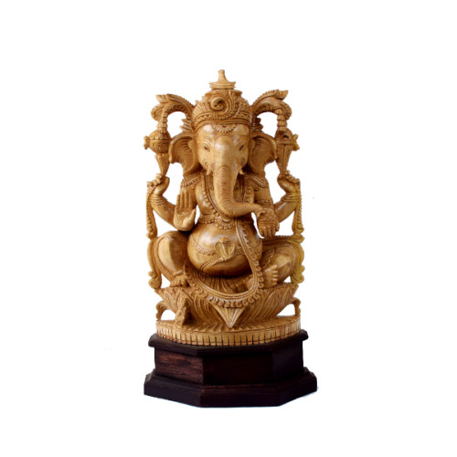 Ganesh 16 inch white wood  hand made unique craft 