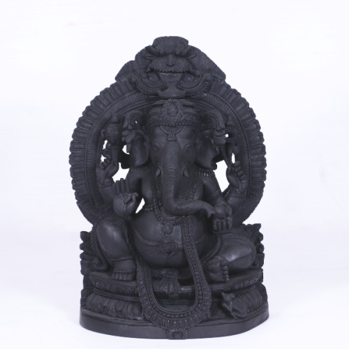 Ganesh 24 inch in white cedar wood with black polish 