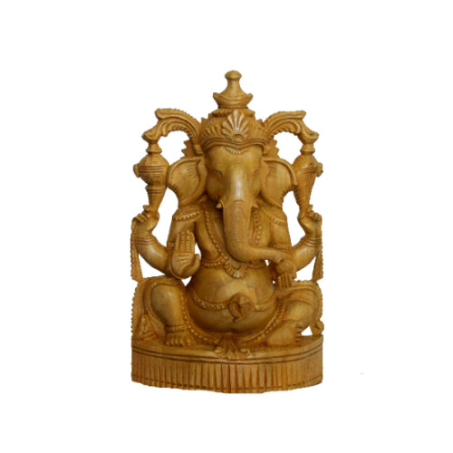 Ganesh White wood 10 inch height X 6 inch width X 3 inch depth 