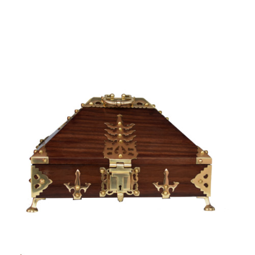 Jewel Box of Kerala Rose wood 13 inch (W) X 9 inch (D) X 8.5 inch (H) with brass inlay work 