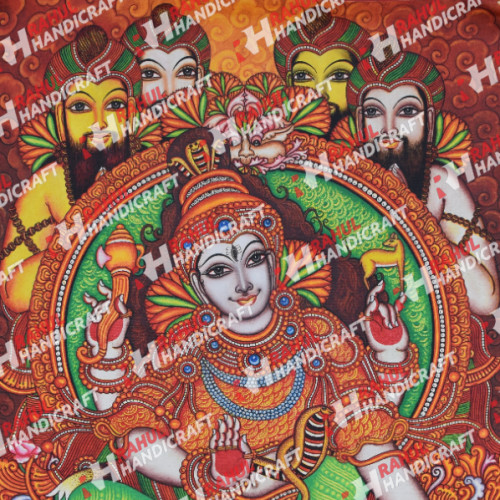 Kerala Mural Painting 3 ft X 2 ft Shiva (God Dakshinamurthy)  in Canvas with acrylic