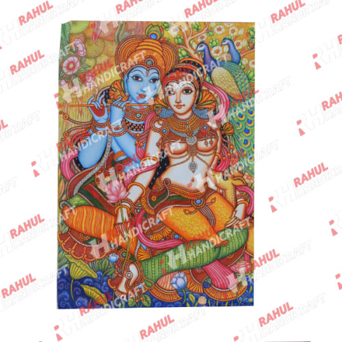 Kerala Mural Painting 3 x 2 ft Radha Krishan artist Mr. Saji Kumar