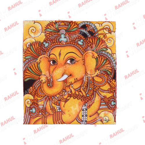 Kerala Mural Painting Ganesh 11.25 inch height X 10 inch width Artist Saji canvas with acrylic original   