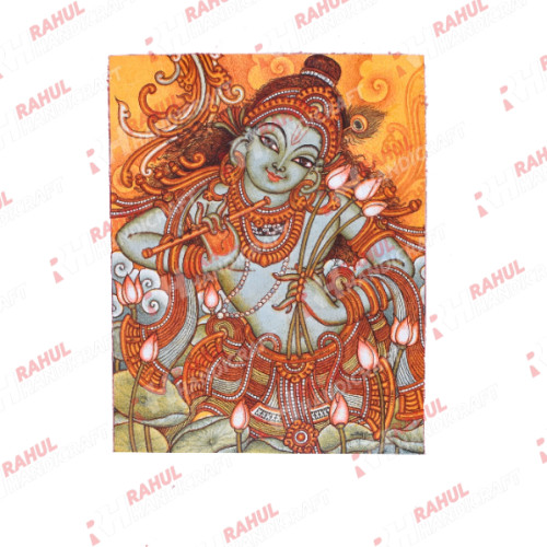 Kerala Mural Painting Krishna 14.5 inch height X 11 inch width Artist Saji canvas with acrylic original   