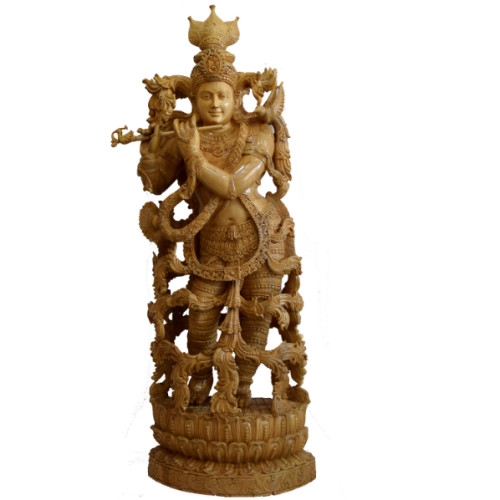 Krishna 5ft white wood full hand made 
