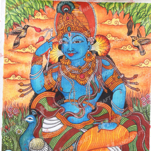 KRISHNA MURAL 2 FT X 1.5 FT PAINTED BY ARTIST SAJI ORGIANL CANVAS AND ACRYLIC COLOUR