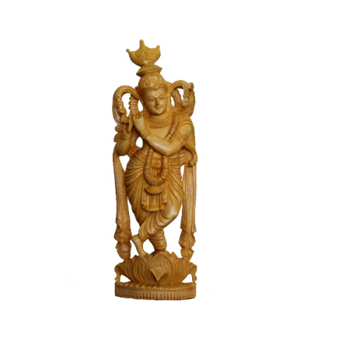 Krishna  White wood 16 inch Height X 6 inch width X 2 inch Depth 