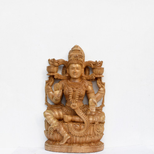 Lakshmi statue 20 inch X 12 inch X 5 inch white cedar wood