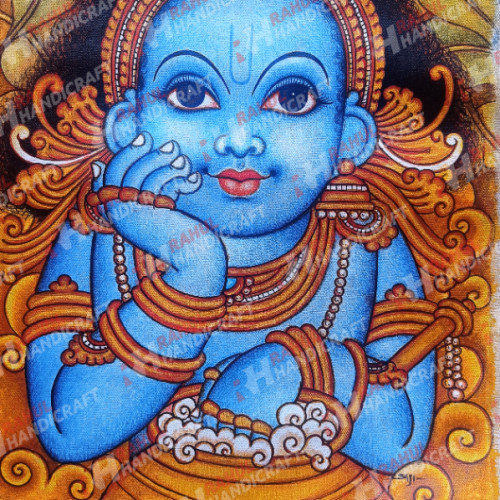 Mural Painting Krishna acrylic in Canvas 16 INCH  height X 12 INCH (1.33 sqft) original painting artist Mr. saji