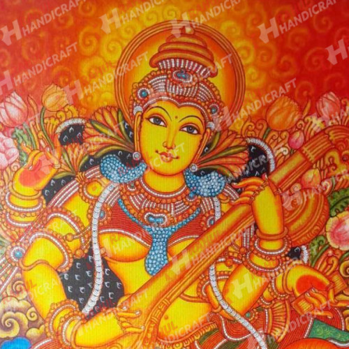 MURAL SARSWATHI 3FT X 2 FT ARTIST SAJI  ORIGINAL HAND PAINTED IN CANVAS