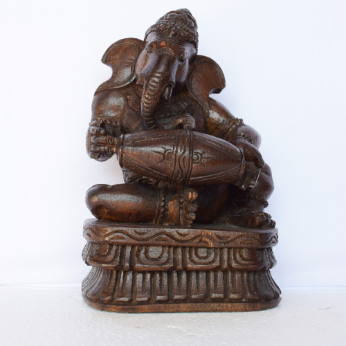 Music Ganesh Waga wood  12 inch X 8 inch X 5.5 inch 