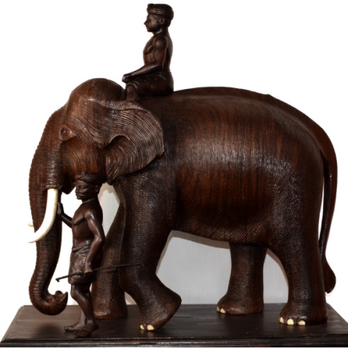 Rose wood Elephant and Riders 18 inch 