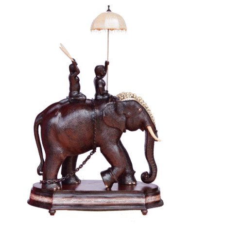 Rose Wood Kerala Traditional Ambari Elephant Height 36 inch with  wooden umbrella X with 24 inch and brass inlay work  