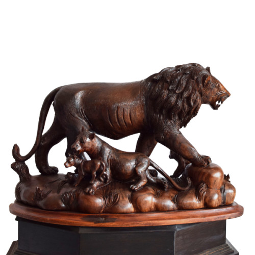 Rose wood Lion and calf 12 inch (height) x 17 inch (width) X 8 inch ( depth)