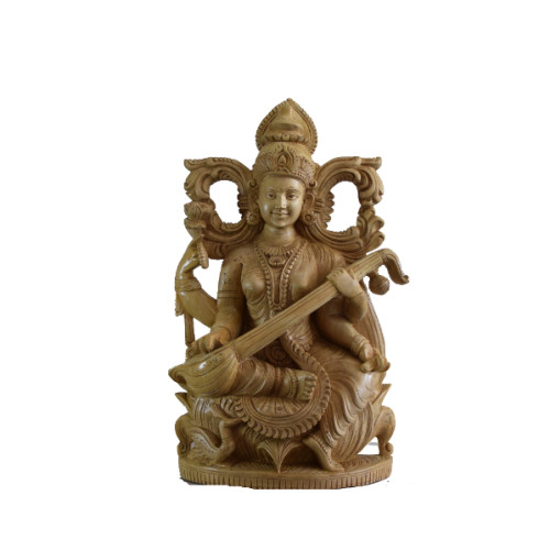 SARSWATHI 16 INCH WHITE WOOD HEIGHT 16 INCH AND WIDTH 6 INCH DEPTH 5 INCH 