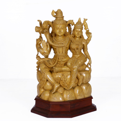 Shiva Parwathi white wood 18 inch 
