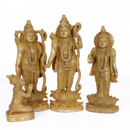 Sree ram 15 inch, Lexman 14 inch, Seetha 13 inch and Hanuman 6 inch white cedar wood