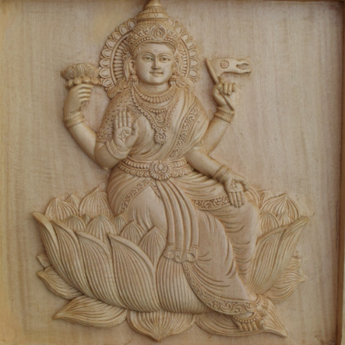 WHITE WOOD ADHI  LAKSHMI 12 INCH HEIGHT X 12 INCH WIDTH X 1.5 INCH DEPTH