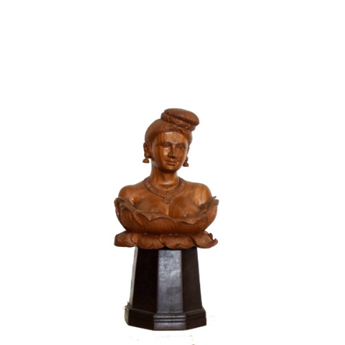 Teak Lady Kerala style Size of 9 inch height X 6 inch width X 5 inch depth 