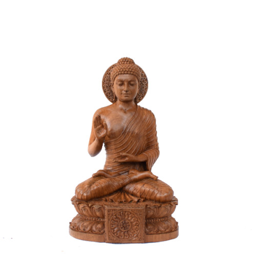 TEAK WOOD BUDDHA 8 INCH CREATED BY MR. KANNAN FOR RAHUL HANDICRAFT