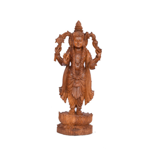 TEAK WOOD DHANVANTARI  ( GOD OF AYURVEDA ) 18 INCH HEIGHT X 8 INCH WIDTH X 4 INCH DEPTH 