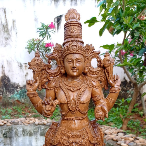 Teak wood Dhanvantari (God Vishu) 24 inch (height) X 8 inch Width X 6 inch Depth unique art work by Rahul Handicrft artist Sadashivan