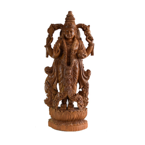 TEAK WOOD DHANVATRI 24 INCH RAVI VARMA STYLE OF UNIQE ART WORK CREATED BY KRISHNAN KUTTY