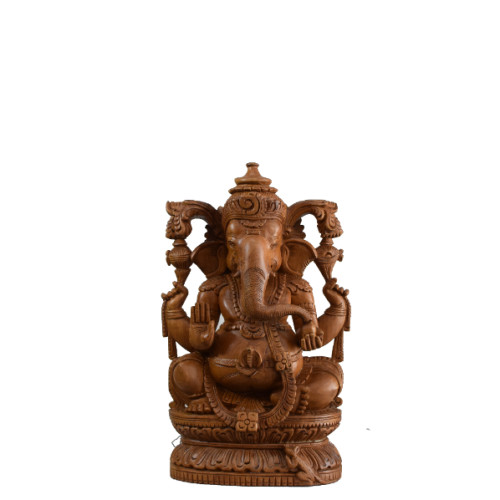TEAK WOOD GANESH 16 INCH HEIGHT 9 INCH WIDTH 5 INCH DEPTH ARTIST SHYAM 