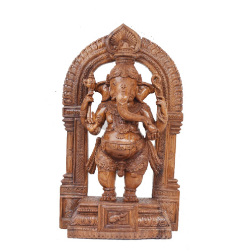 TEAK WOOD GANESH 21 INCH (H) X 12 INCH (W) X 5 INCH (D) ARTIST MR. SURAN 