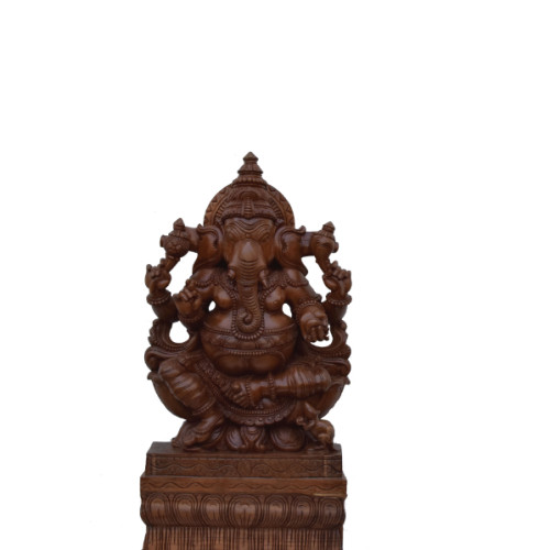 Teak wood Ganesh 32 inch Hand made craft 