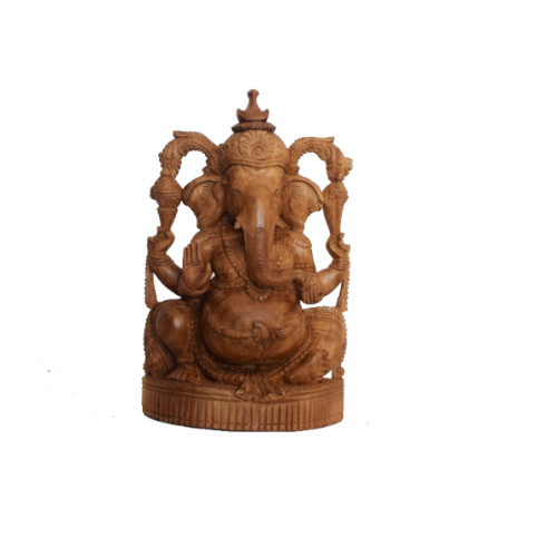 Teak wood  Ganesh 8 inch antique finish 