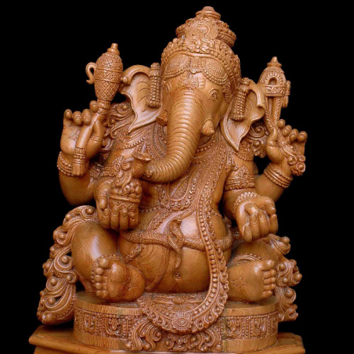Teak wood Ganesh Big size 32 inches