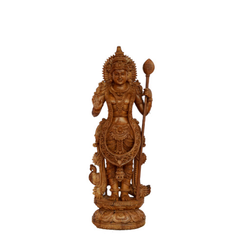 Teak Wood Karthikaya 24 inch height X 9 inch width X 6 inch depth handmade craft 