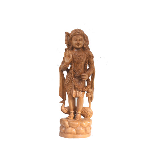 TEAK WOOD KARTHIKAYAN 17 INCH (h) X 6 INCH (w) X 4 INCH (D) CREATED BY SURESH 