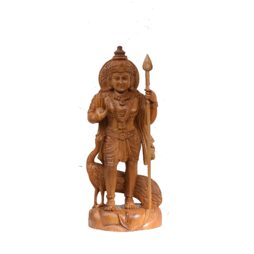 TEAK WOOD KARTHIKAYAN 18 INCH (H) X 7 INCH (W) X 5 INCH (D) ARTIST MR. PRAVEEN