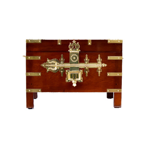 Teak wood Kerala Traditional Rice box with brass inlay and Kerala traditional locking system Size